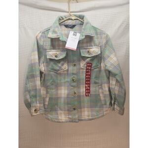 Members Mark Shacket Jacket Girls Size 7/8 Plaid Fleece Collared Button Up 6775